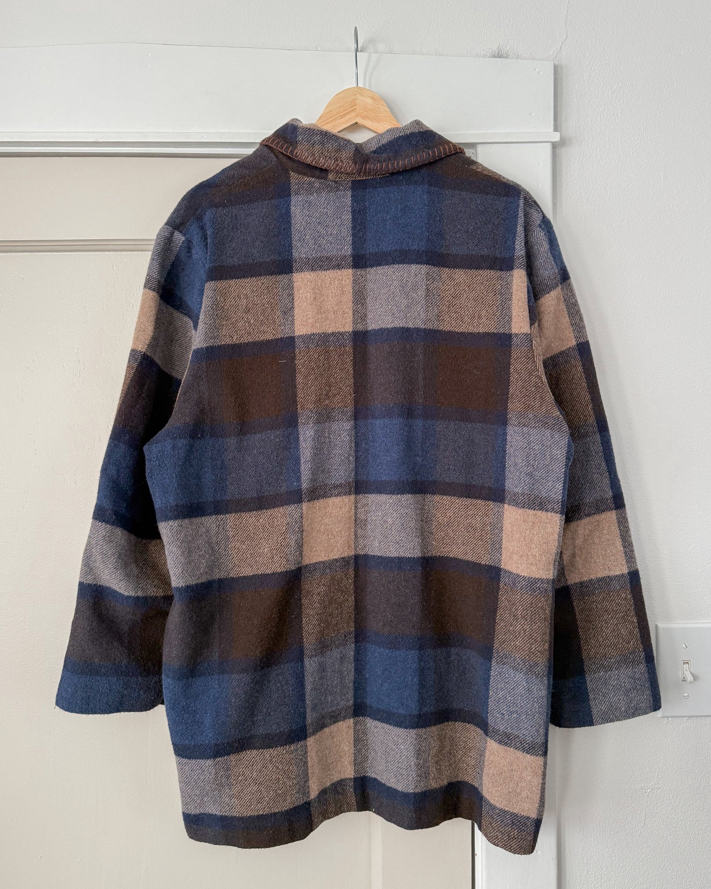 Plaid Wool Blend Coat
