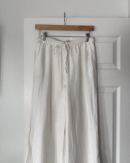 White Linen Lace Pants