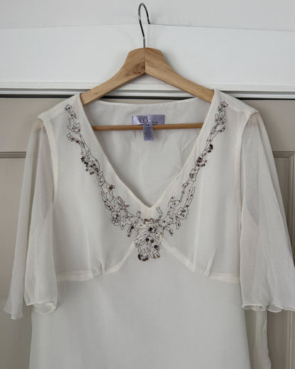 Sheer V Neck Blouse