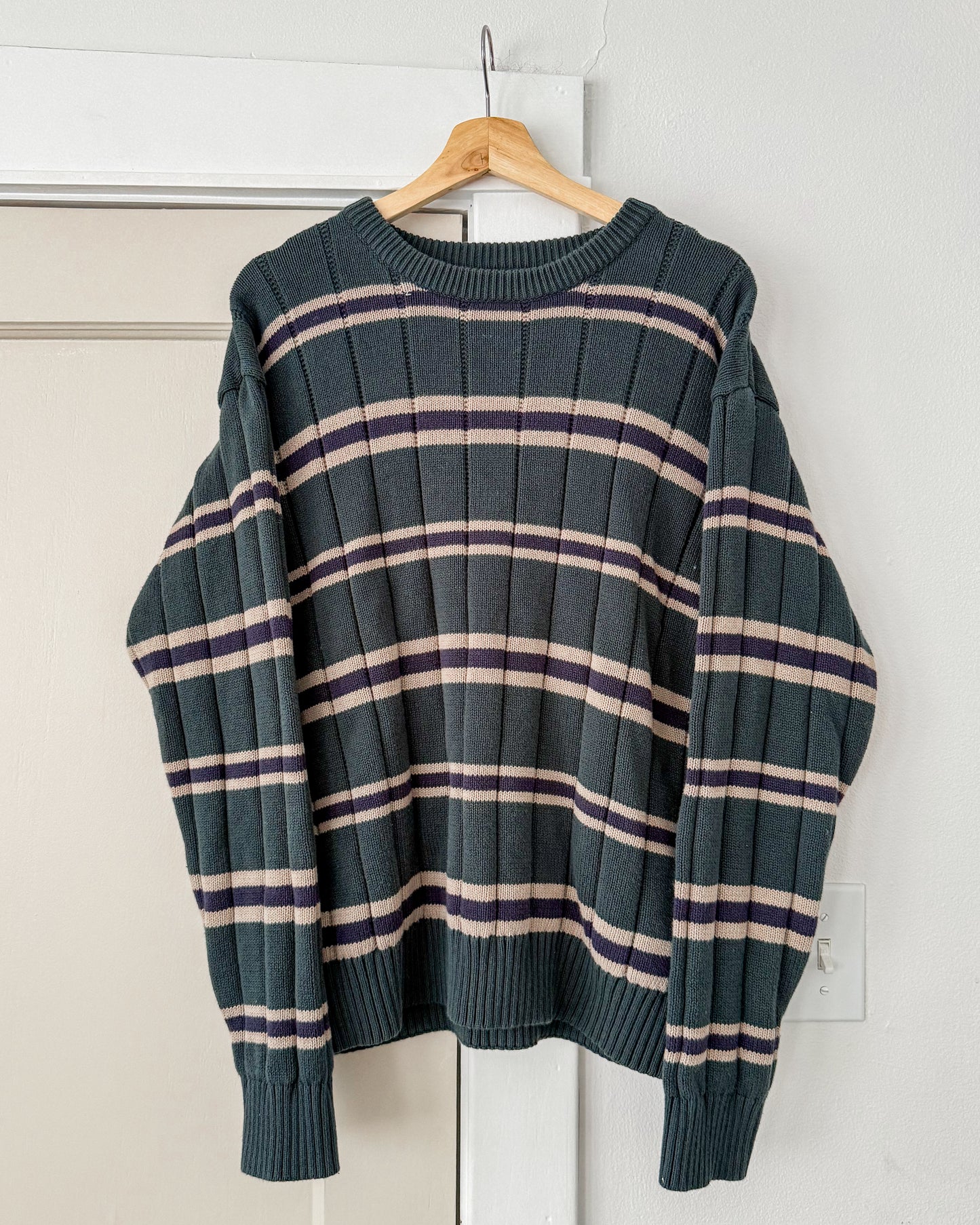 Green Striped Knitted Sweater