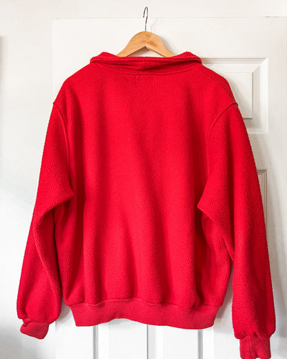 Red Fleece Quarter Zip Sweater
