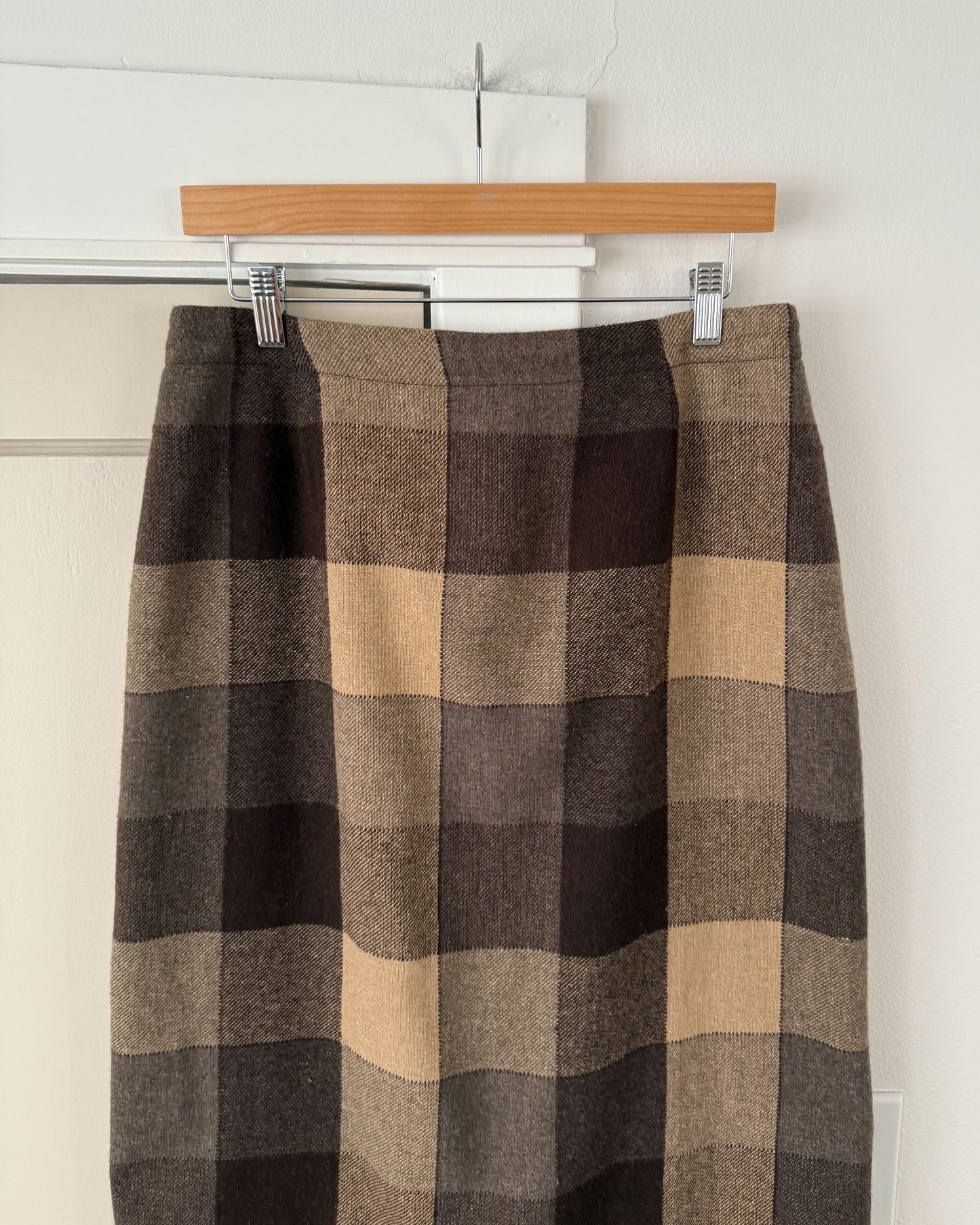 Brown Plaid Scarf Maxi Skirt