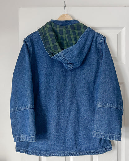 Denim Hooded Plaid Lined Jacket