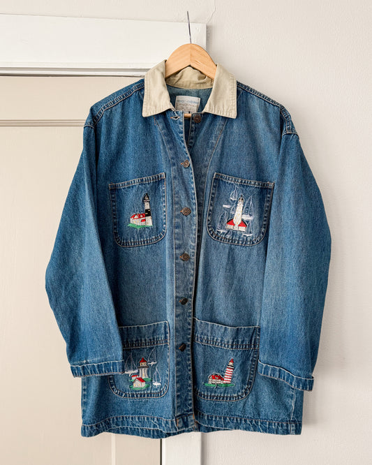 Lighthouse Embroidered Chore Coat