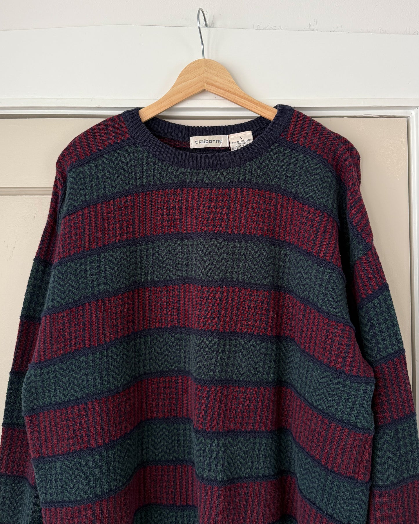 Vintage Claiborne Striped Knitted Sweater