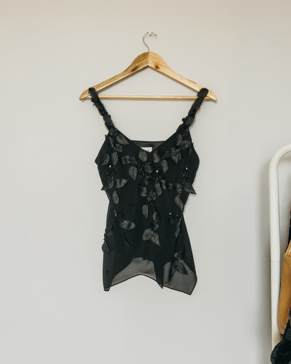 Black Floral Tank Top