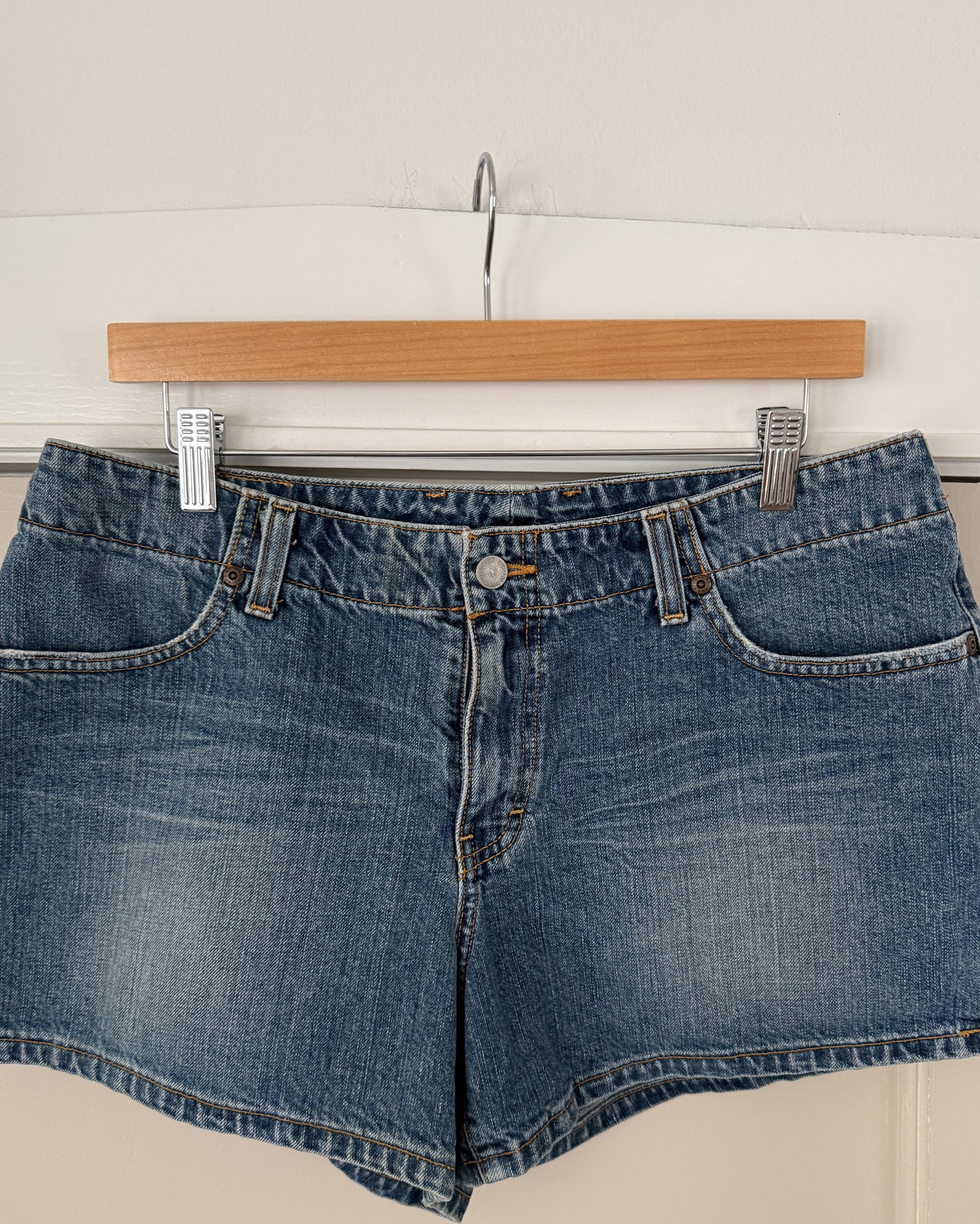 Mid Rise Denim Shorts
