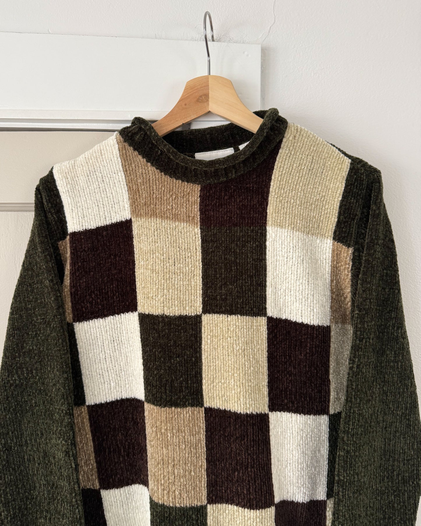 Checkered Mock Neck Sweater