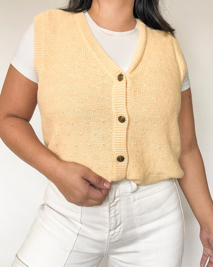 Yellow Knitted Textured Vest