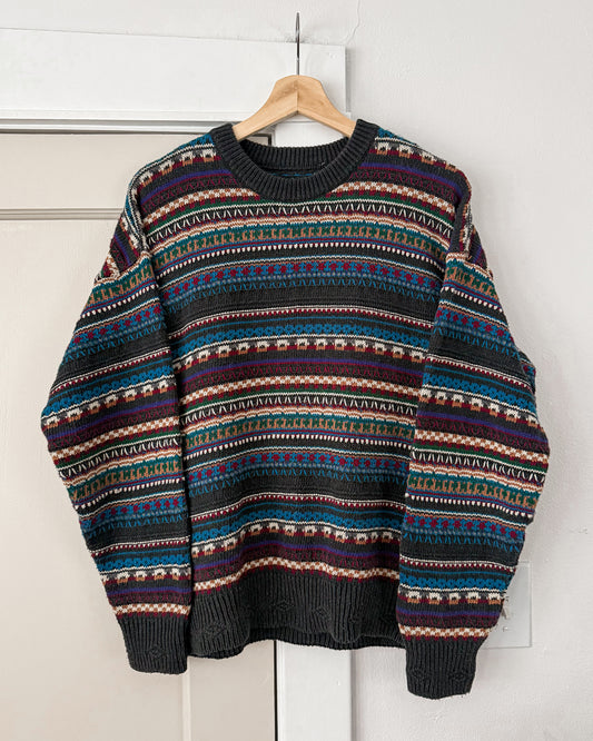 Vintage Colorful Patterned Knitted Sweater