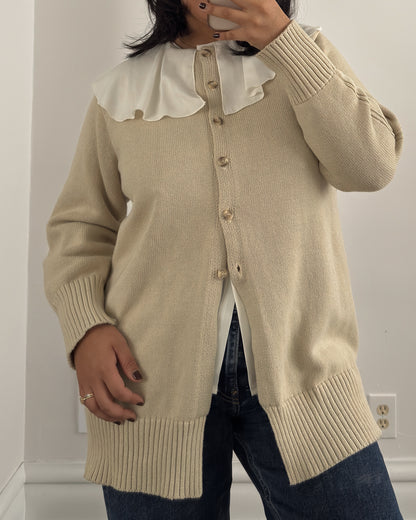 Cream Long Cardigan