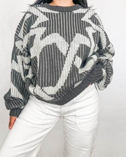 Vintage Gray Abstract Knitted Sweater