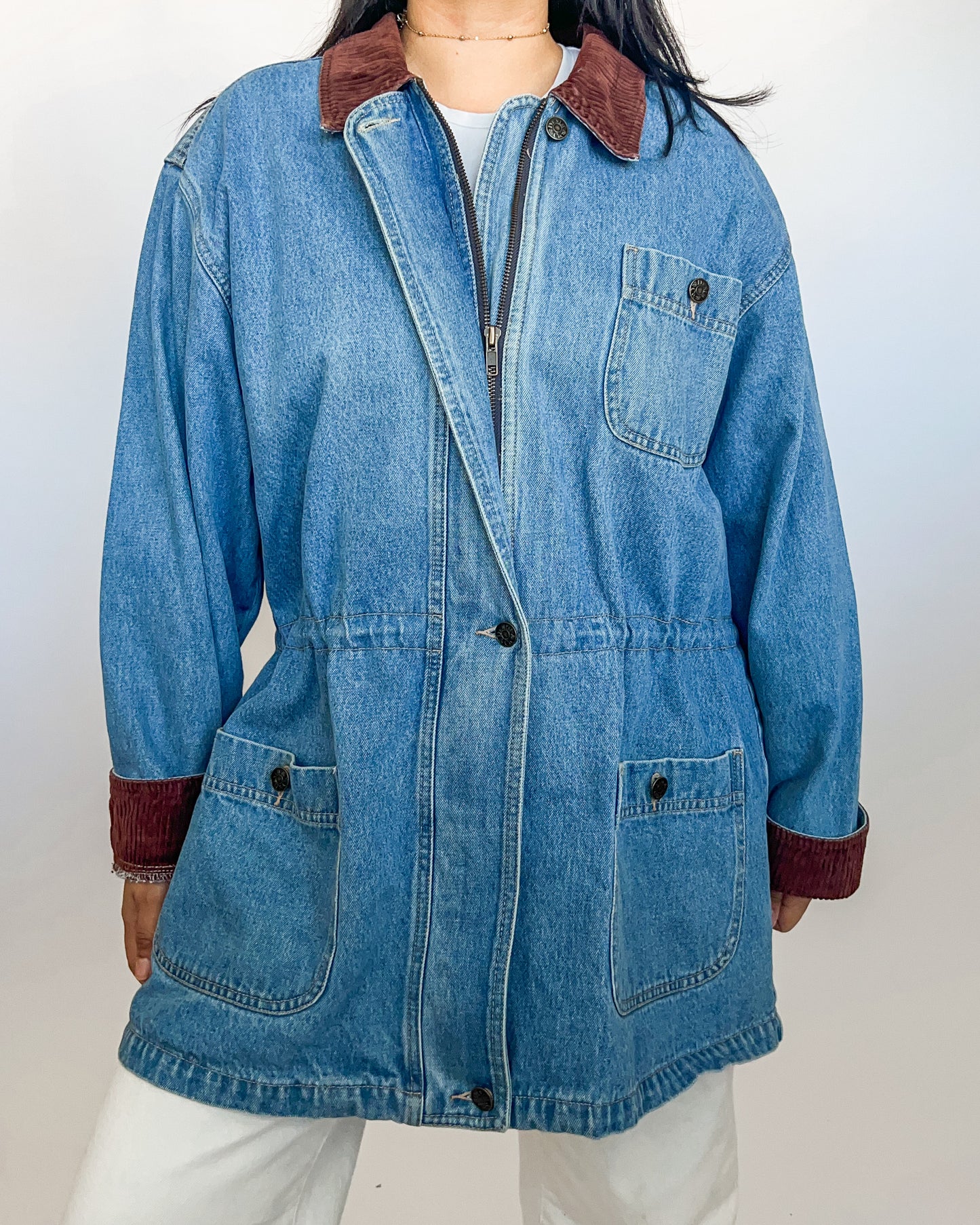 Denim Jacket with Corduroy Collar