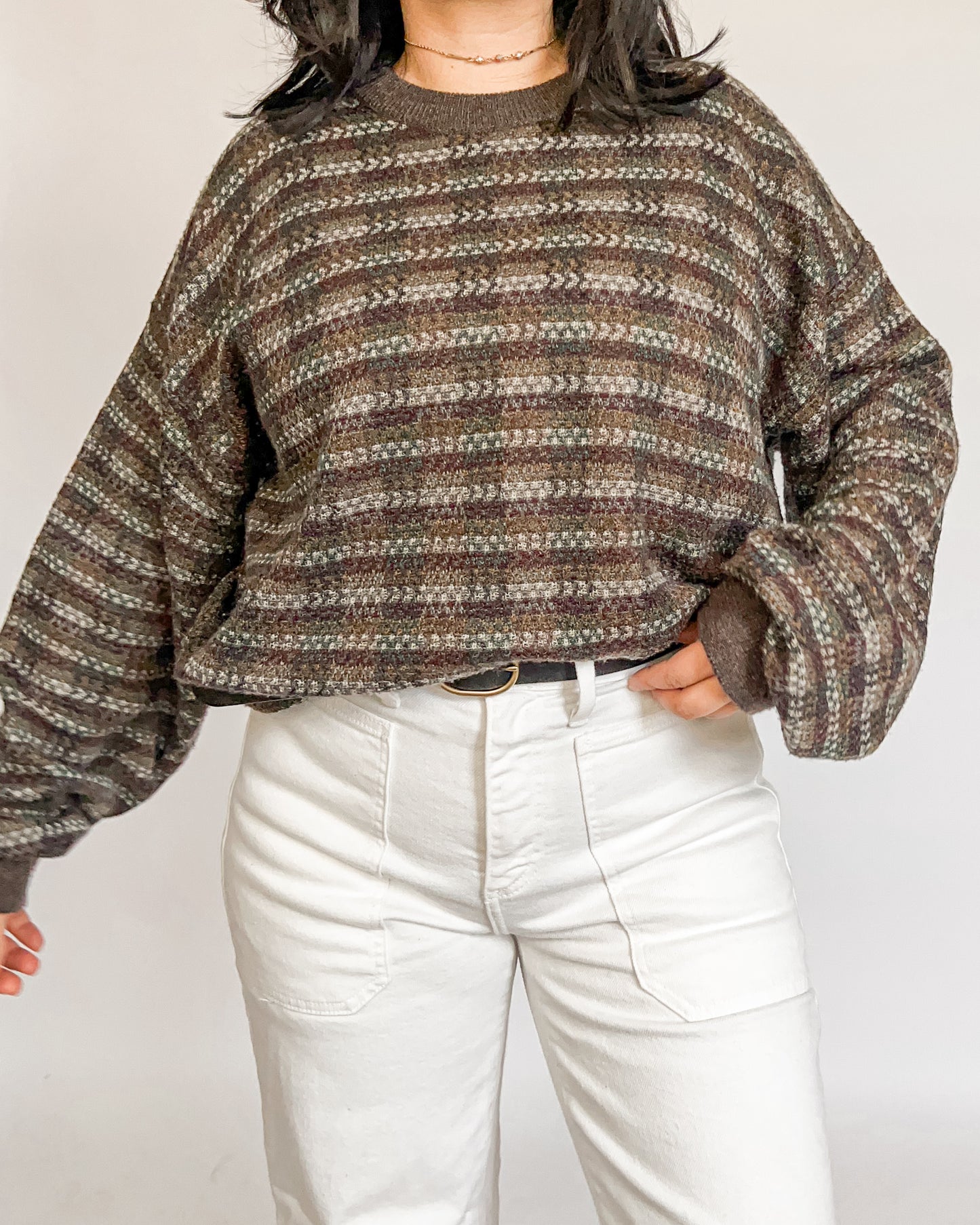 Brown Striped Knitted Sweater