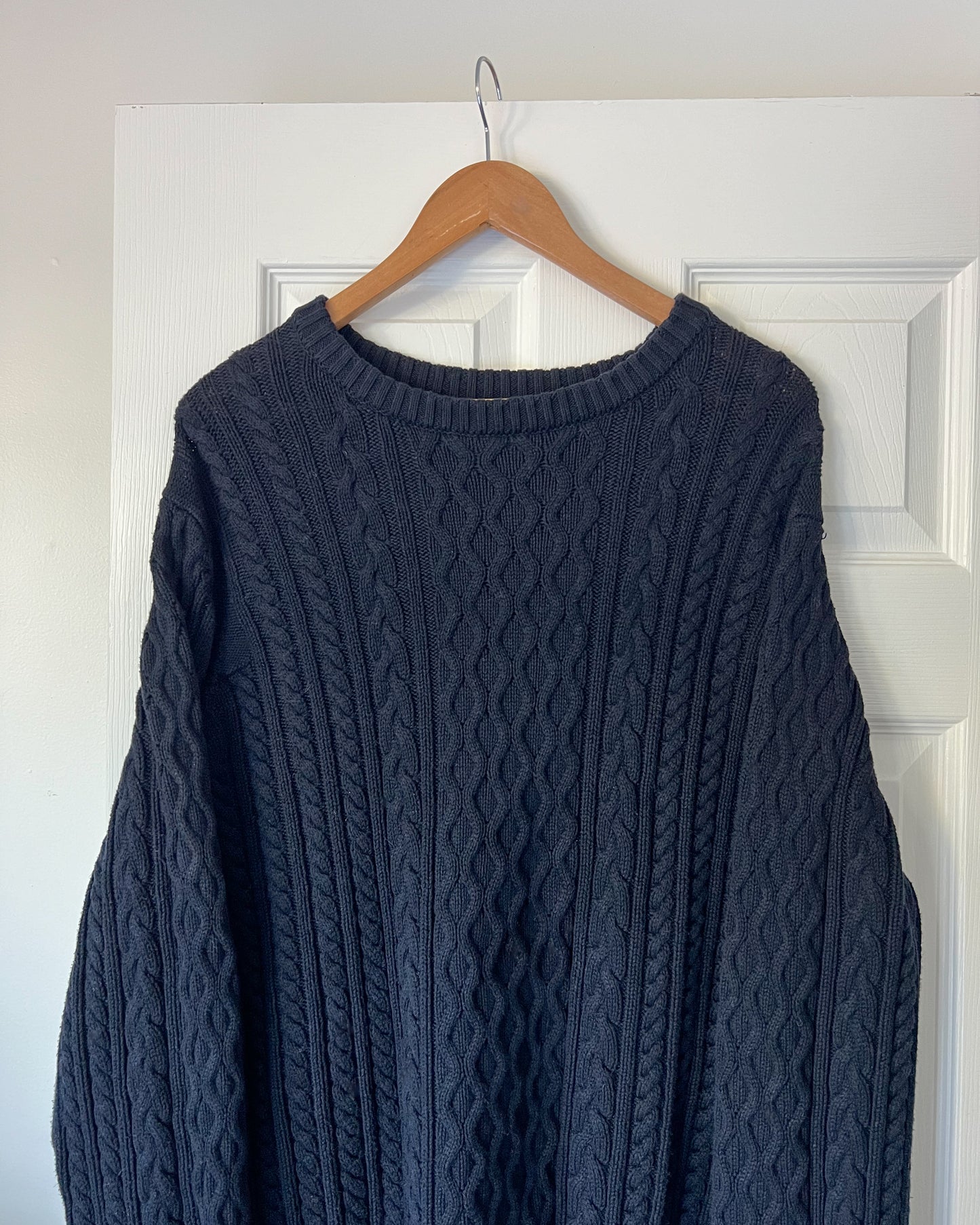 Navy Chunky Cableknit Sweater