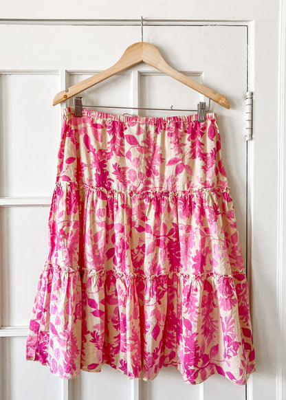 Pink Floral Tiered Skirt