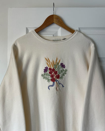 Vintage Floral Embroidered Crewneck