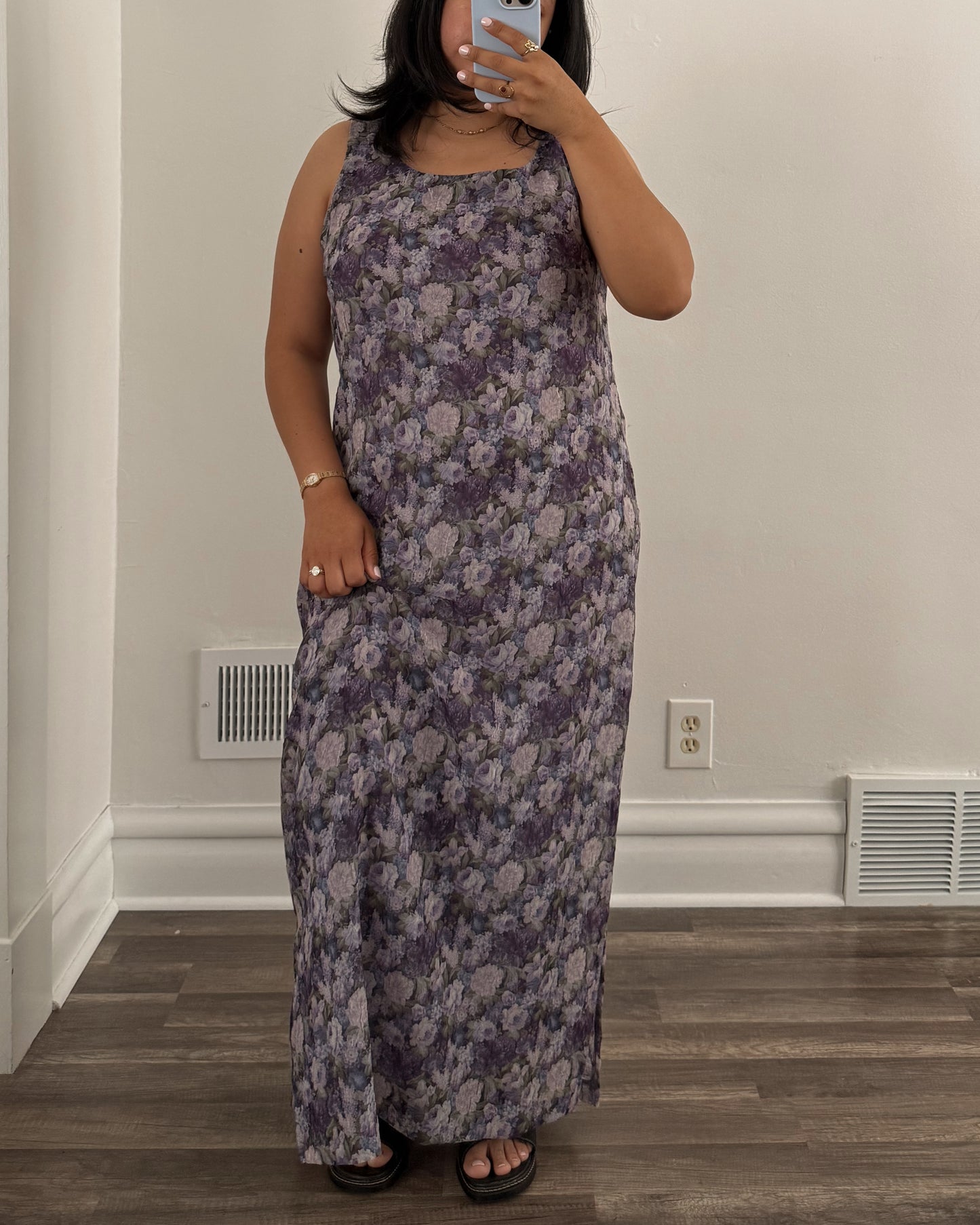 Vintage Purple Floral Maxi Dress