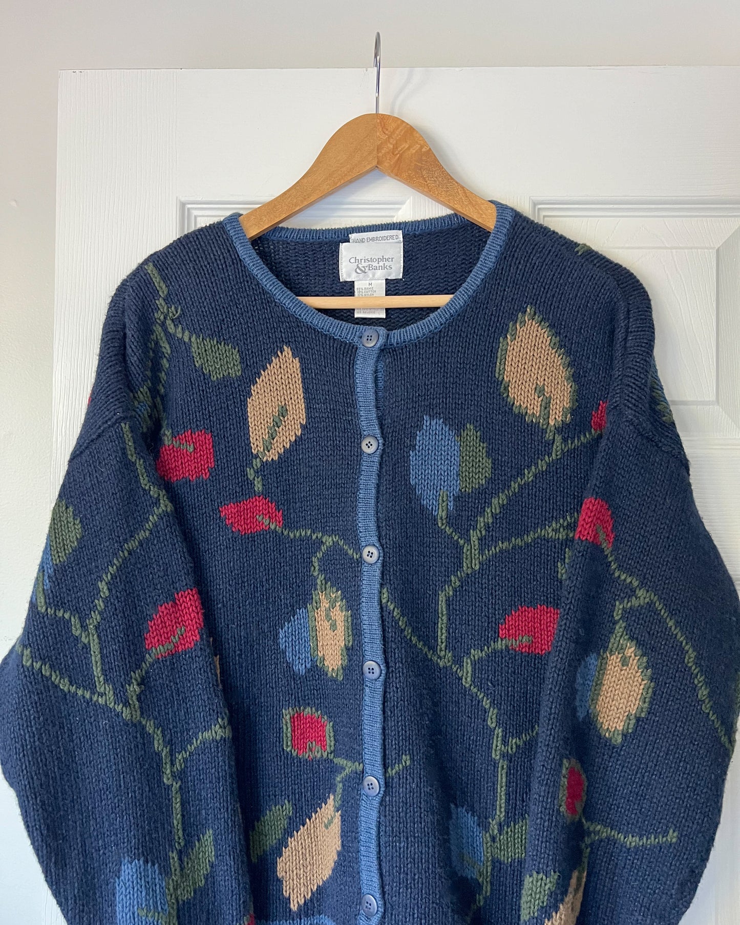 Navy Leaf Knitted Cardigan