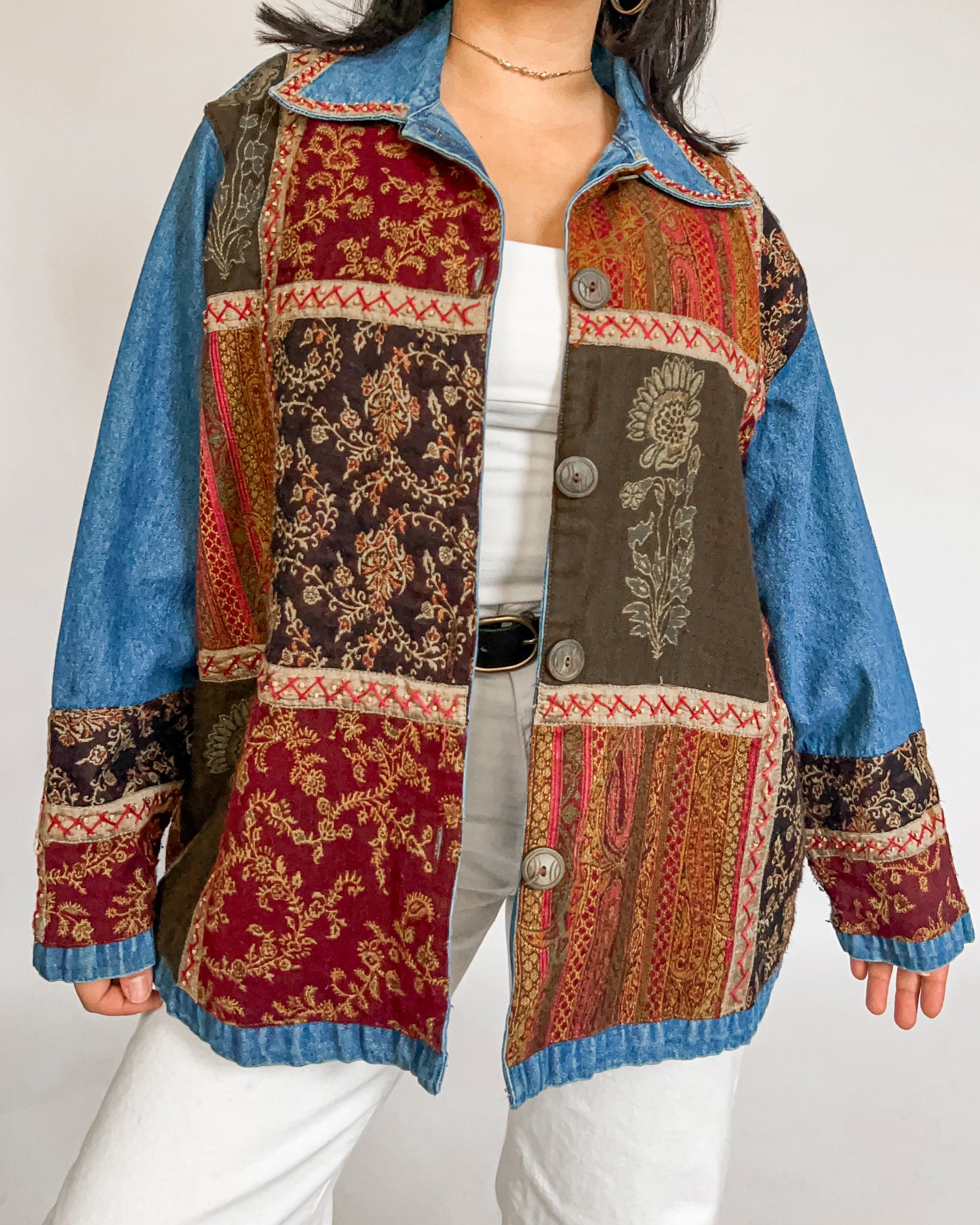 Patchwork Paisley Denim Jacket