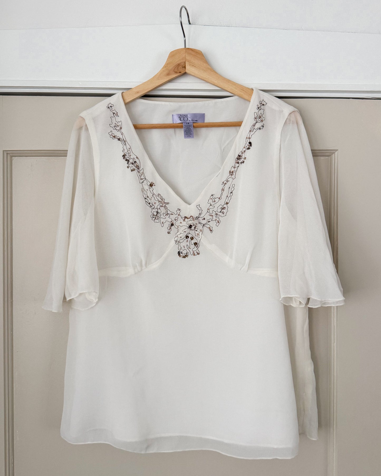 Sheer V Neck Blouse