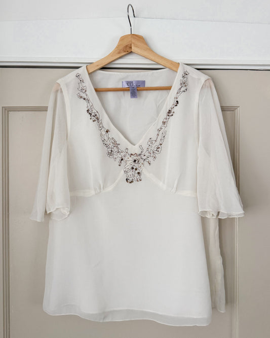 Sheer V Neck Blouse
