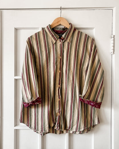 Lemon Grass Stripped Button Up