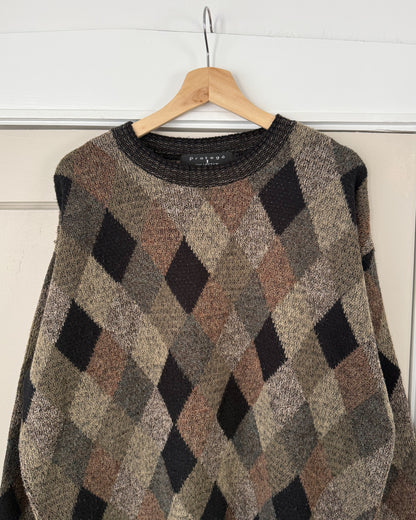 Diamond Patterned Knitted Sweater