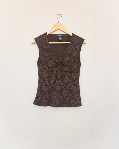 Brown Laced Tank Top