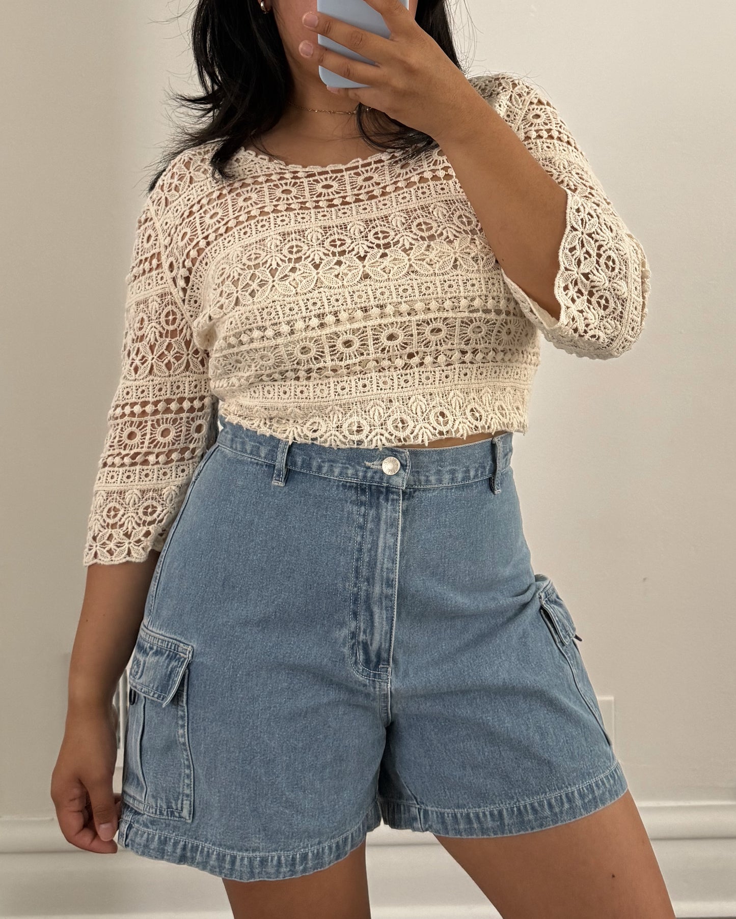Vintage Chandra Cargo Denim Shorts