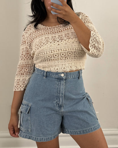 Vintage Chandra Cargo Denim Shorts
