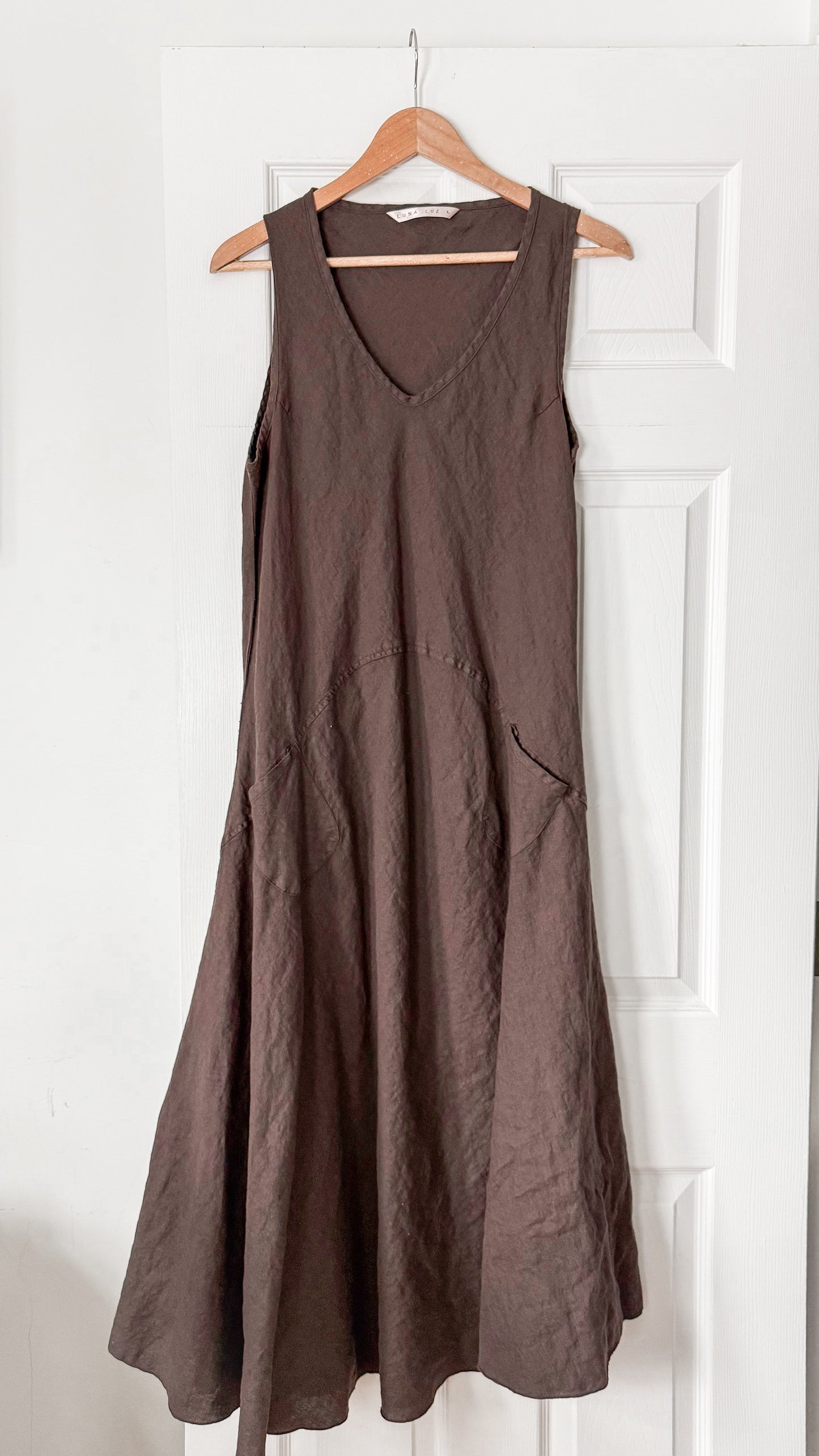 Brown Linen Tank Dress