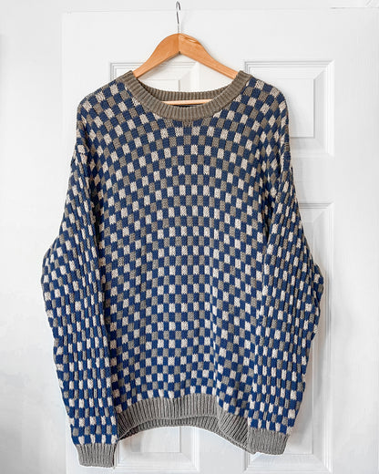 Linen Checkered Knitted Sweater