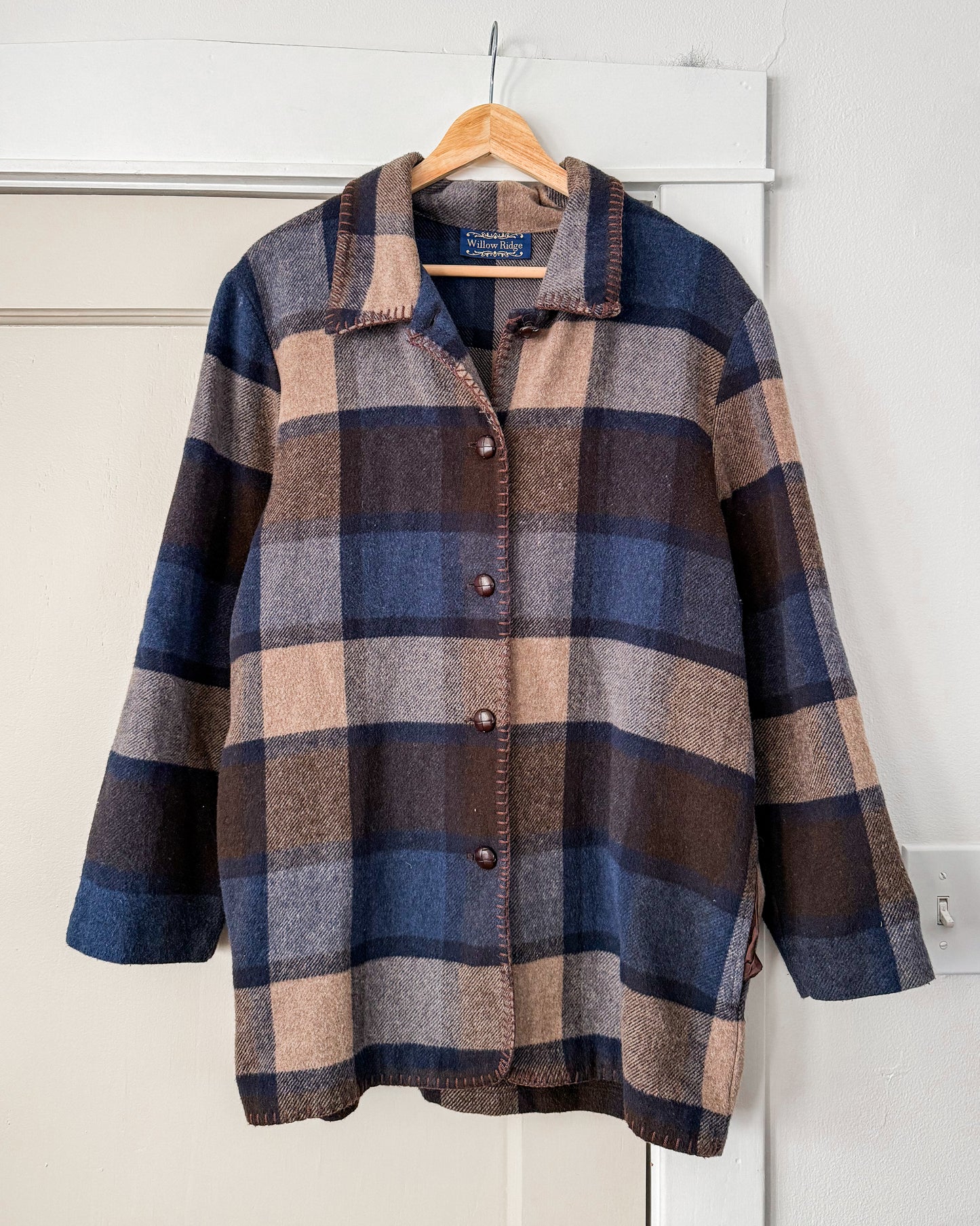 Plaid Wool Blend Coat