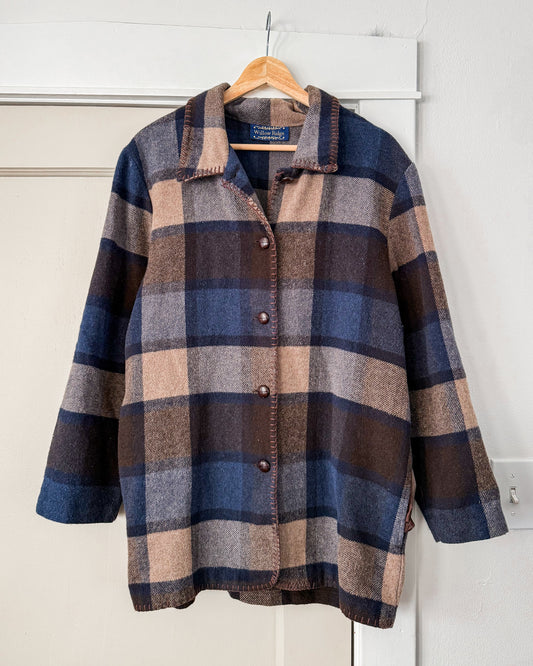 Plaid Wool Blend Coat