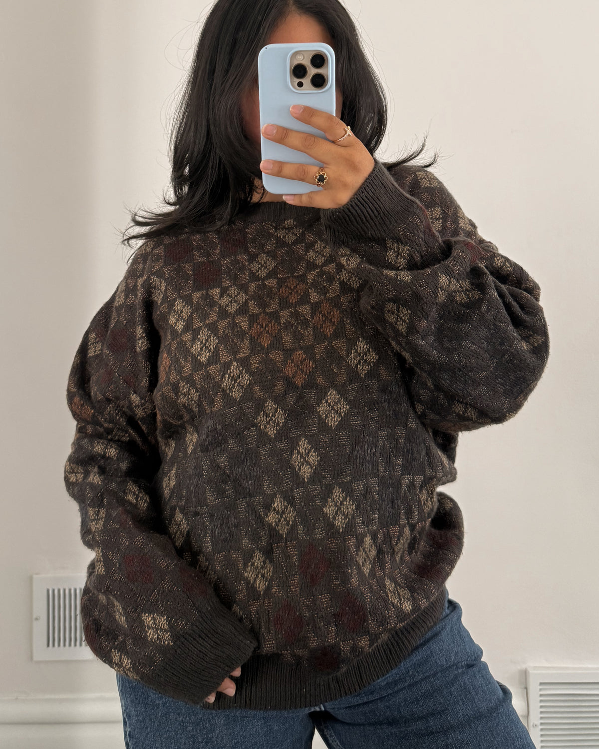 Vintage Diamond Knitted Sweater
