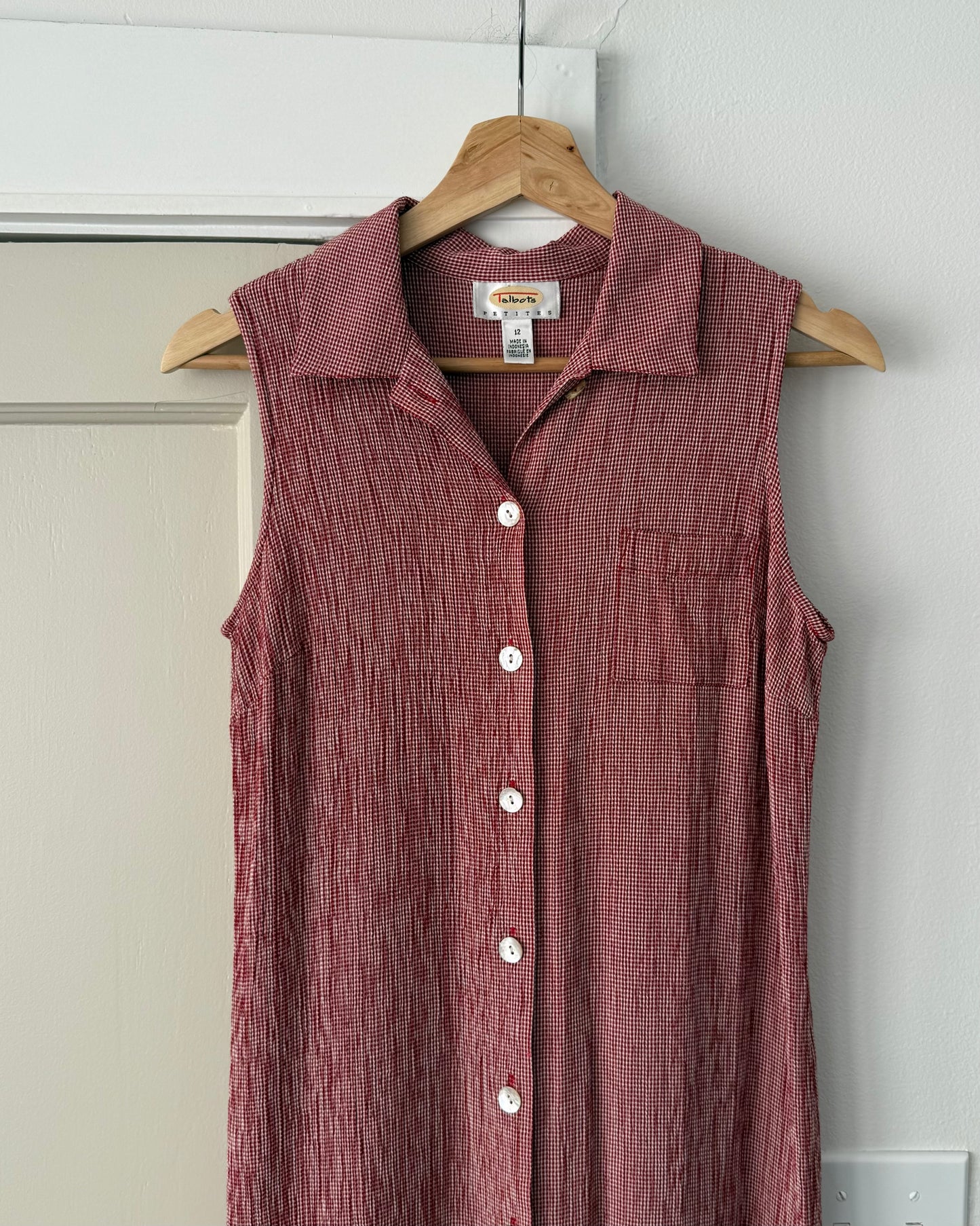 Red Gingham Button Dress