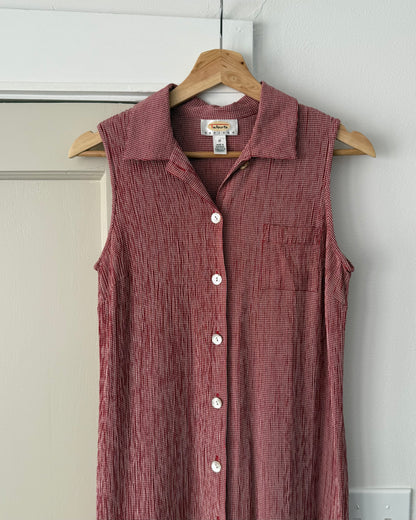 Red Gingham Button Dress