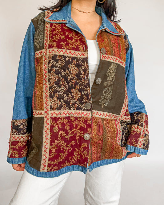 Patchwork Paisley Denim Jacket