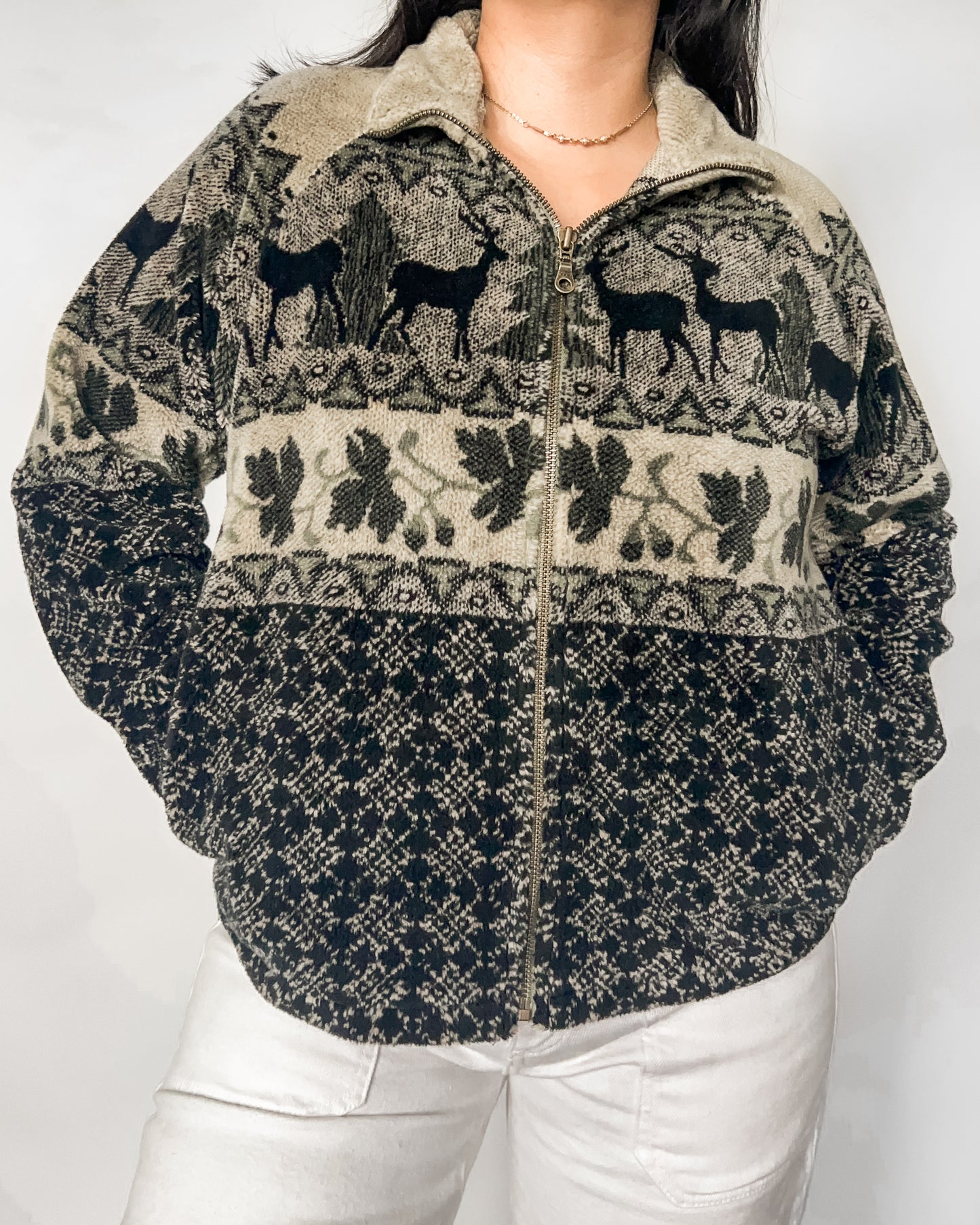 Deer and Leaf Fleece Jacket