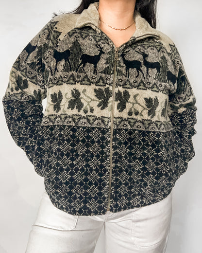 Deer and Leaf Fleece Jacket