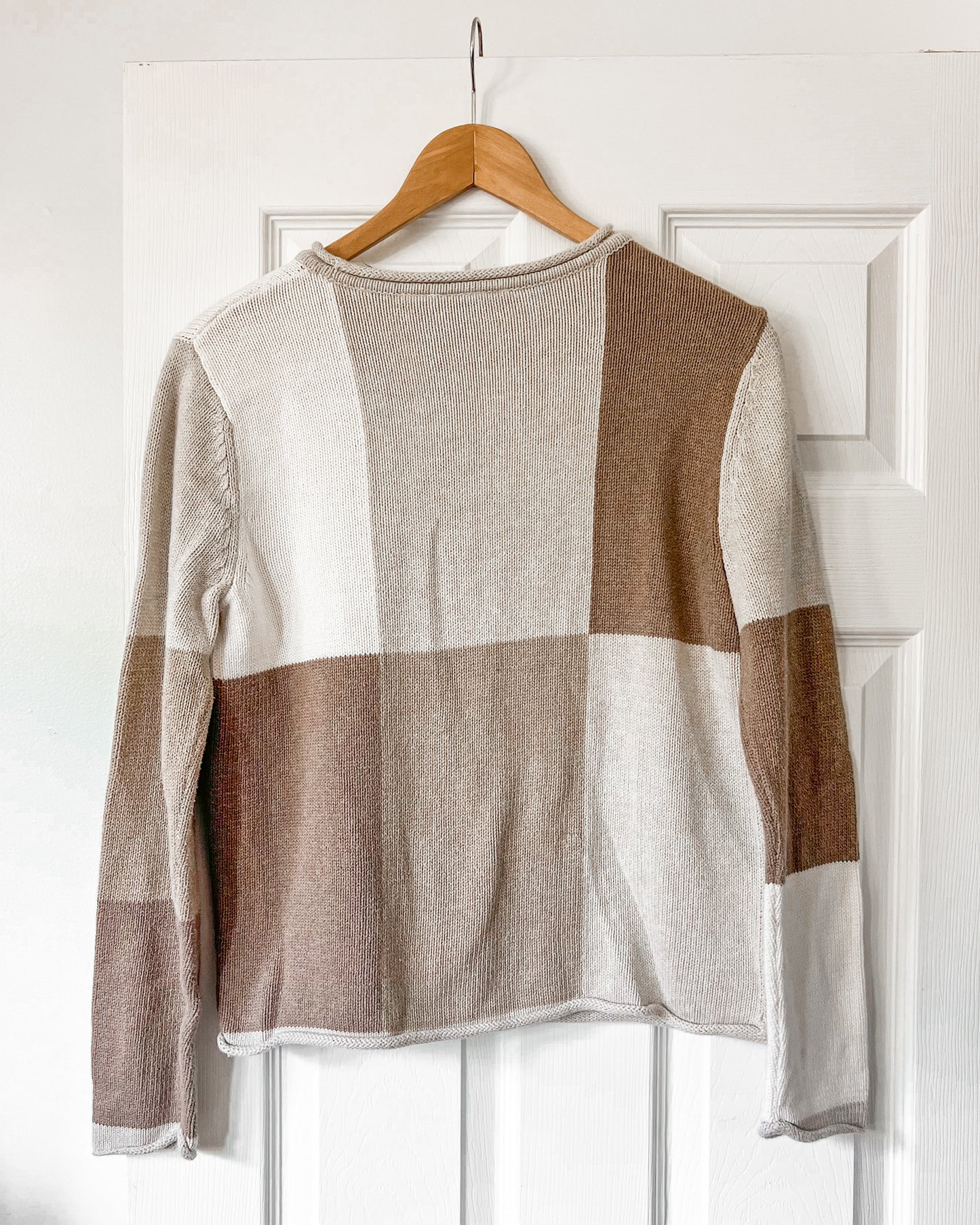 Color Block Neutral Knitted Sweater