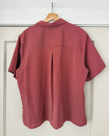 Red Plaid Button Down Short Sleeve Shirt