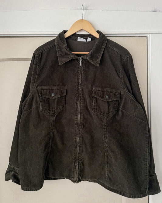 Green Micro Corduroy Shacket