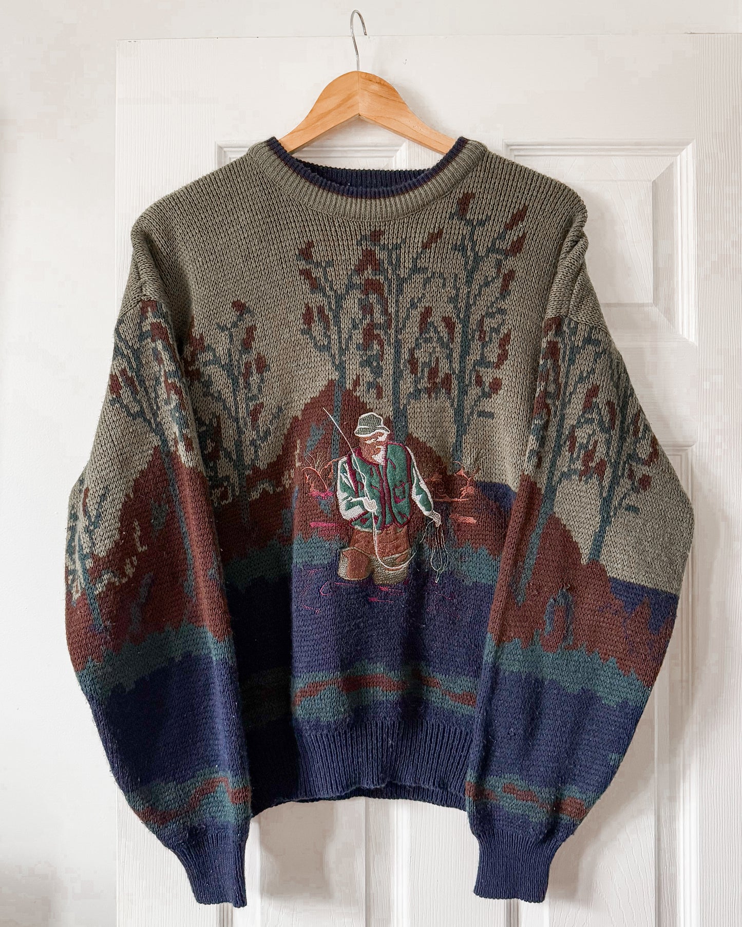 Vintage Fisherman Embroidered Knitted Sweater
