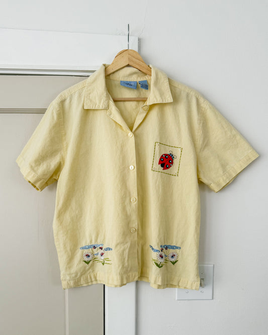 Yellow Ladybug Button Up Shirt