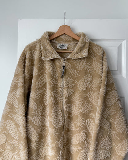 Beige Fleece Zip Up Jacket