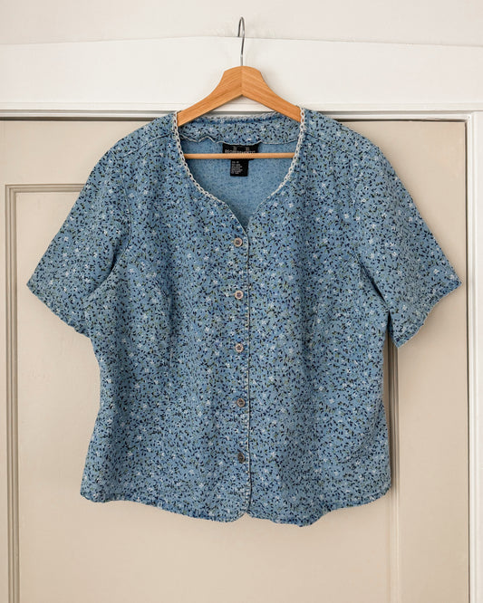 Floral Linen/Cotton Button Down