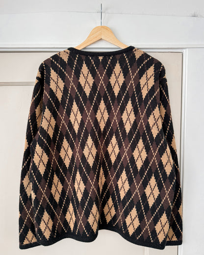 Vintage Diamond Patterned Cardigan