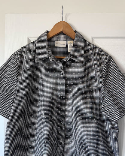 Alfred Dunner Floral Gingham Button Up